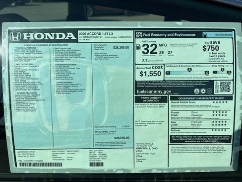 New 2026 Honda Accord LX image 30