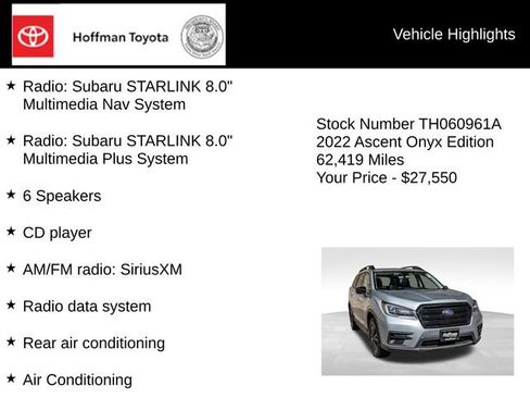 Used 2022 Subaru Ascent Onyx Edition AWD/4WD image 10