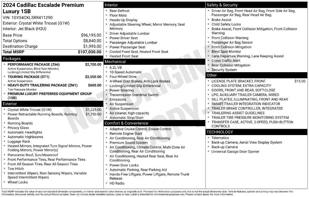 Certified 2024 Cadillac Escalade Premium Luxury w/ Performance Package AWD/4WD image 32