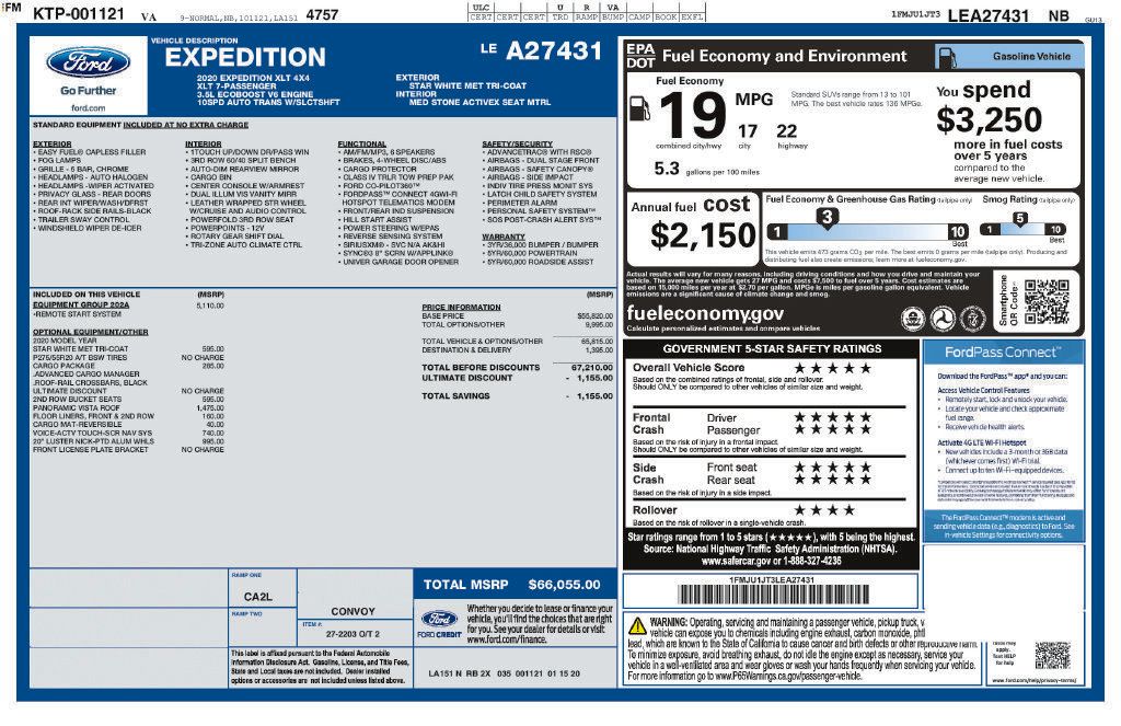 Used 2020 Ford Expedition XLT w/ Equipment Group 202A AWD/4WD image 8