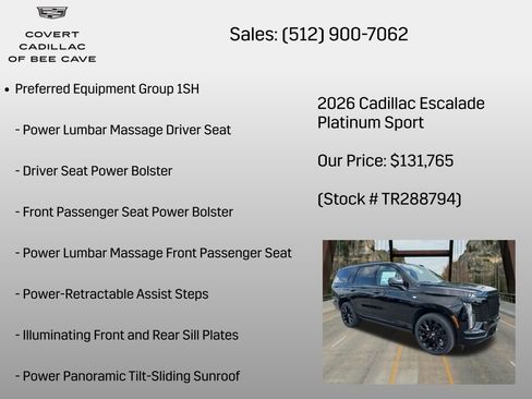 New 2026 Cadillac Escalade Platinum Sport w/ LPO, ONYX Package AWD/4WD image 6