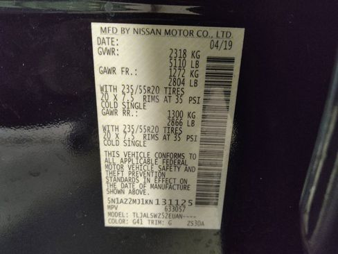 Used 2019 Nissan Murano Platinum w/ Cargo Package image 33