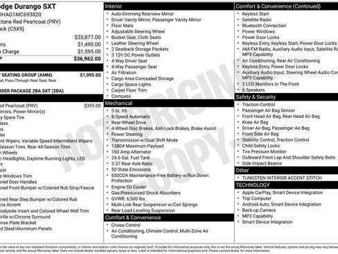 Used 2021 Dodge Durango SXT w/ 3rd Row Seating Group RWD image 12
