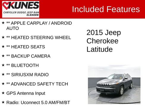 Used 2015 Jeep Cherokee Latitude w/ Cold Weather Group image 3