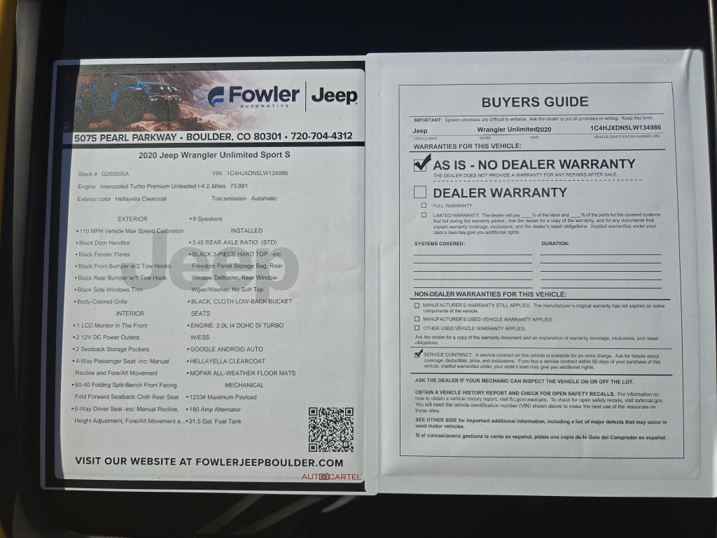 Used 2020 Jeep Wrangler Unlimited Sport S AWD/4WD image 30