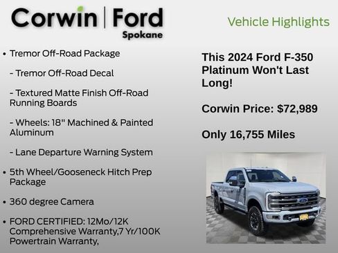 Certified 2024 Ford F350 Platinum w/ Tremor Off-Road Package AWD/4WD image 6