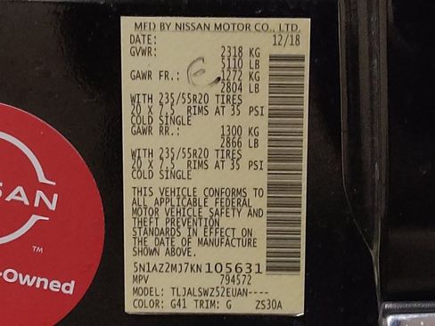 Used 2019 Nissan Murano Platinum w/ Cargo Package image 33