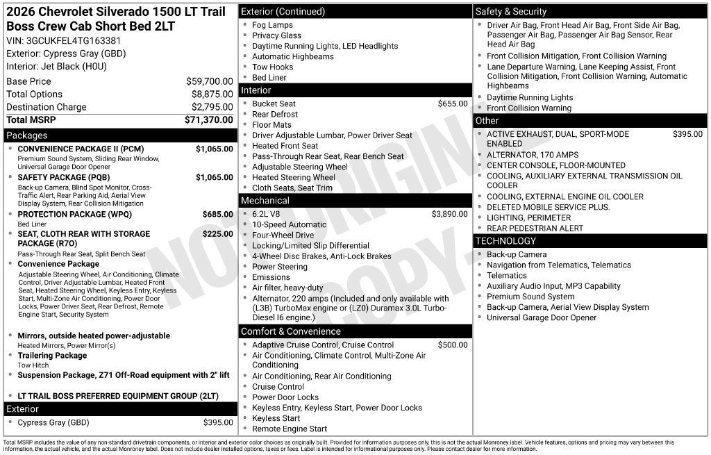 Used 2026 Chevrolet Silverado 1500 LT Trail Boss w/ Safety Package AWD/4WD image 46
