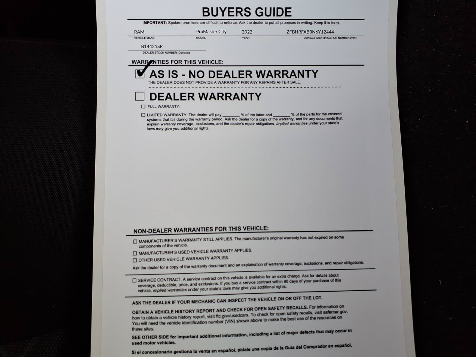 Used 2022 RAM ProMaster City Tradesman FWD image 34