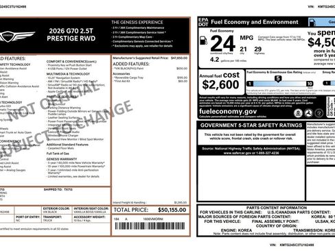 Certified 2026 Genesis G70 2.5T Prestige RWD image 3