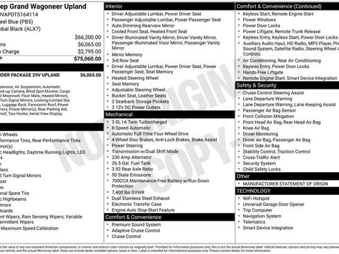 New 2026 Jeep Grand Wagoneer 4WD w/ Quick Order Packge 29V Upland image 5