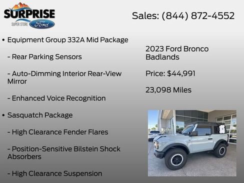 Used 2023 Ford Bronco Badlands w/ Sasquatch Package AWD/4WD image 13