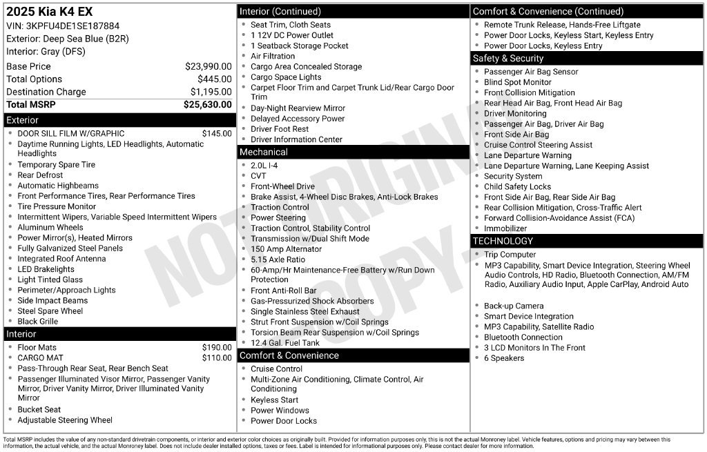 Certified 2025 Kia K4 EX FWD image 8