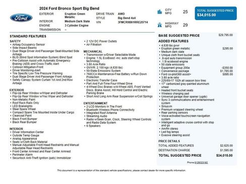 Used 2024 Ford Bronco Sport Big Bend w/ Convenience Package AWD/4WD image 41