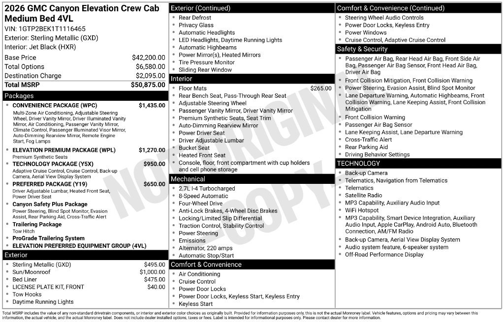 Certified 2026 GMC Canyon Elevation w/ Convenience Package AWD/4WD image 42