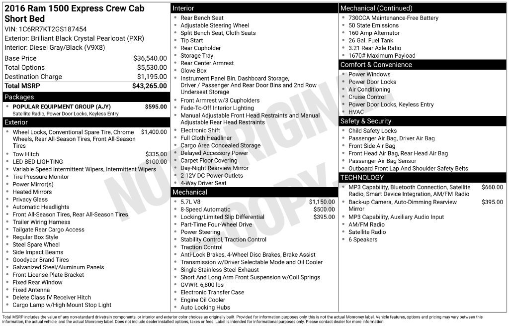 Used 2016 RAM 1500 Express w/ Popular Equipment Group AWD/4WD image 5