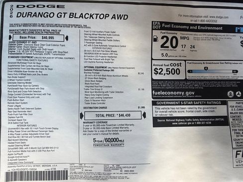 New 2026 Dodge Durango GT w/ Blacktop Package image 34