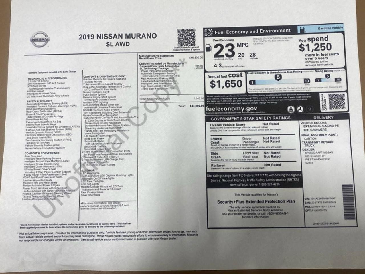 Used 2019 Nissan Murano SL w/ SL Technology Package AWD/4WD image 33