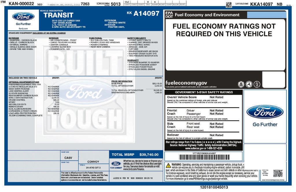 Used 2019 Ford Transit 250 148 Low Roof RWD image 6