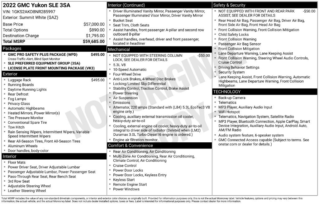 Used 2022 GMC Yukon SLE w/ Gmc Pro Safety Plus Package AWD/4WD image 6