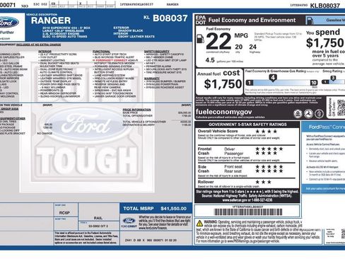 Used 2019 Ford Ranger Lariat w/ FX4 Off-Road Package AWD/4WD image 30