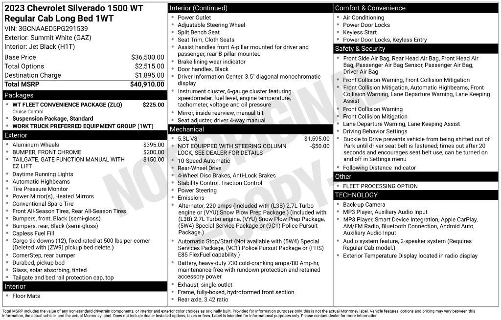 Certified 2023 Chevrolet Silverado 1500 W/T w/ WT Fleet Convenience Package RWD image 10