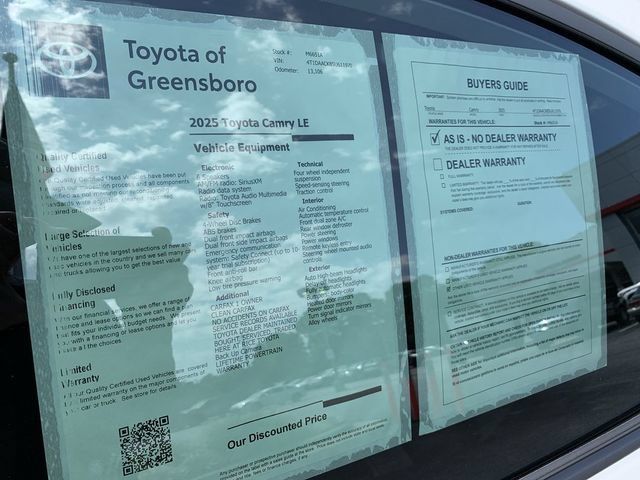 Used 2025 Toyota Camry LE FWD image 46