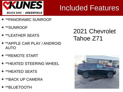Used 2021 Chevrolet Tahoe Z71 w/ Z71 Signature Package image 2