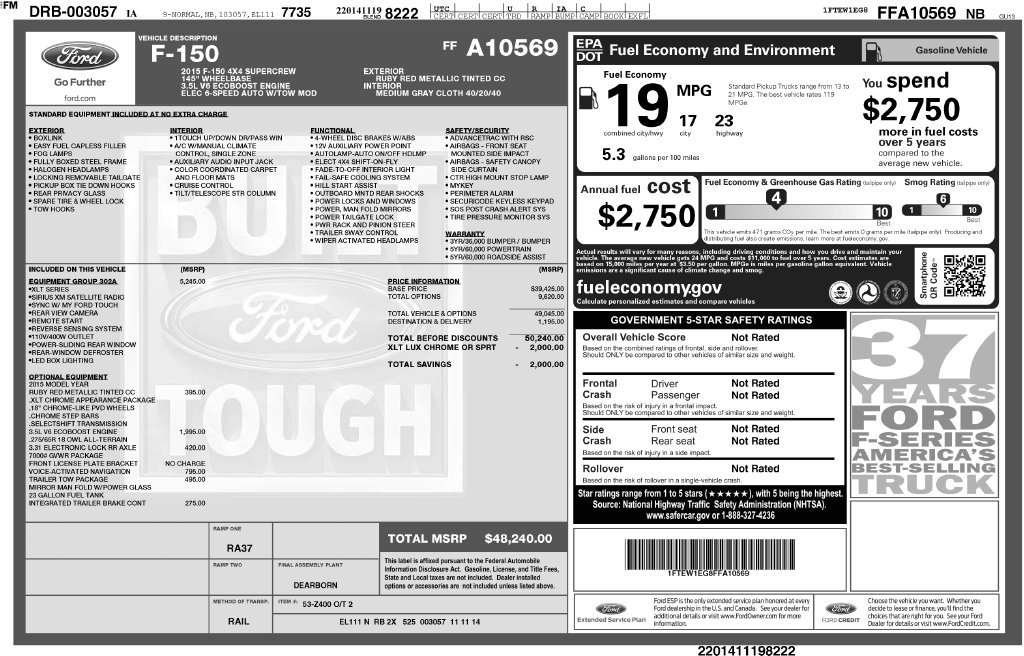 Used 2015 Ford F150 XLT w/ Equipment Group 302A Luxury AWD/4WD image 3