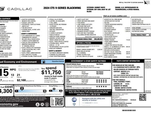 Used 2024 Cadillac CT5 V Blackwing w/ LPO, Blue Accent Package image 68