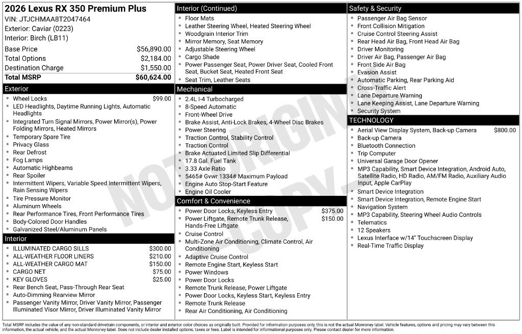 New 2026 Lexus RX 350 Premium Plus FWD image 4