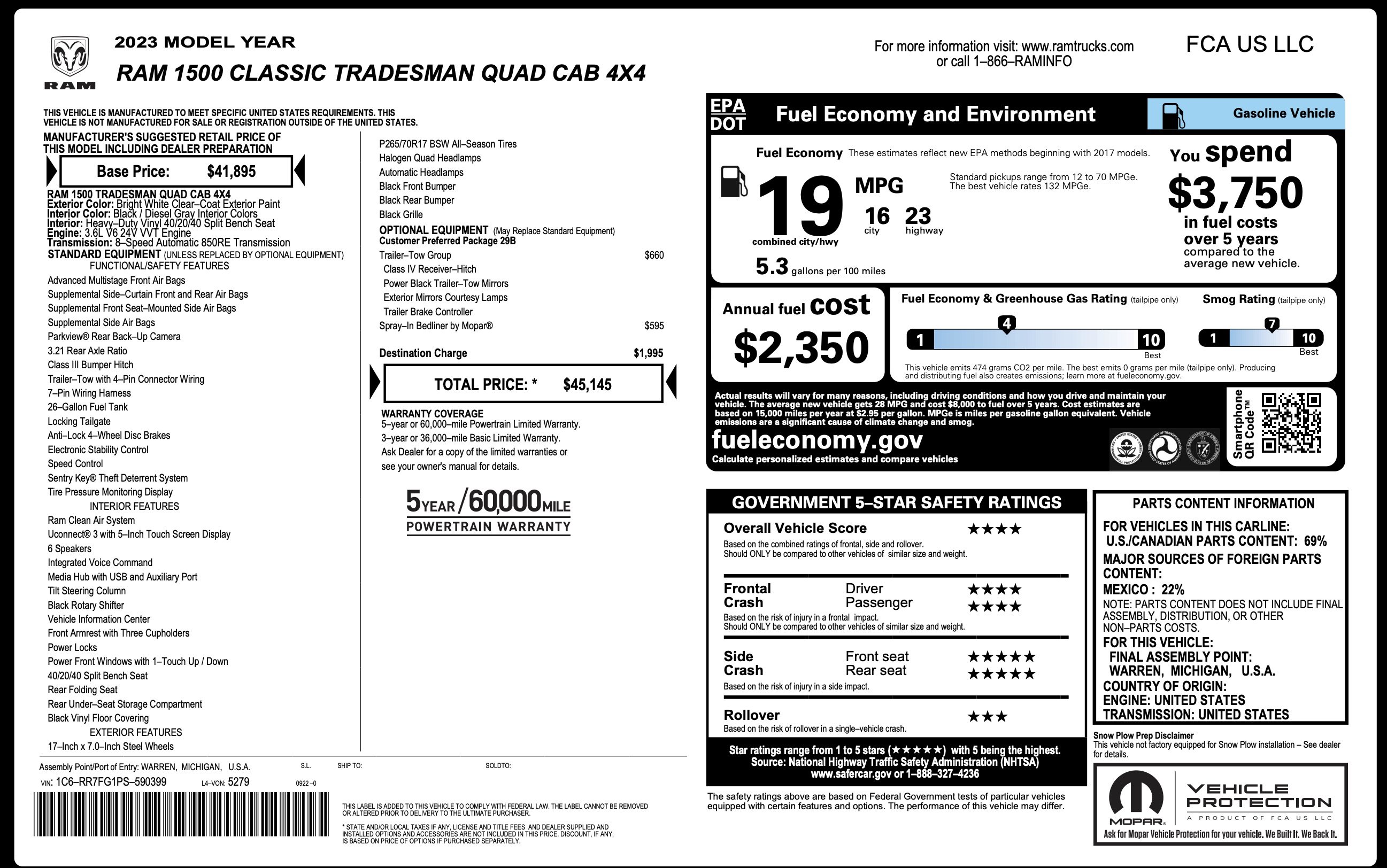 Used 2023 RAM 1500 Tradesman w/ Trailer Tow Group AWD/4WD image 4