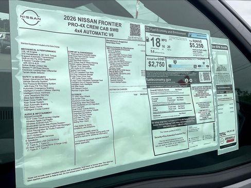 New 2026 Nissan Frontier PRO-4X w/ Pro-4x Convenience Package image 15