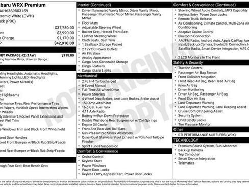 New 2025 Subaru WRX Premium w/ Accessory Package #2 image 29