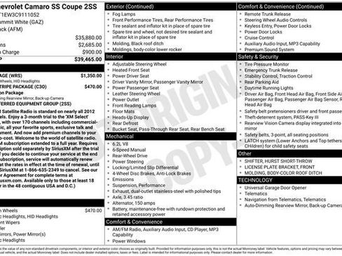 Used 2012 Chevrolet Camaro SS w/ RS Package RWD image 2