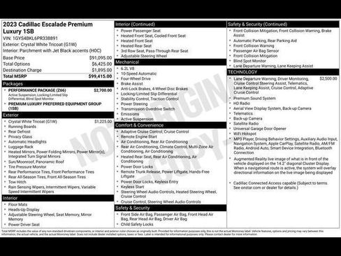 Certified 2023 Cadillac Escalade Premium Luxury w/ Performance Package AWD/4WD image 28