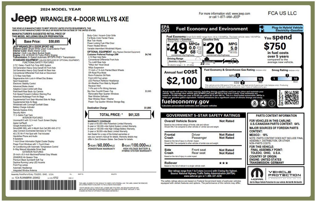Used 2024 Jeep Wrangler Unlimited AWD/4WD image 3