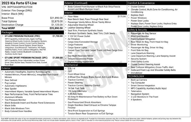 Used 2023 Kia Forte GT-Line w/ GT-Line Premium Package FWD image 30