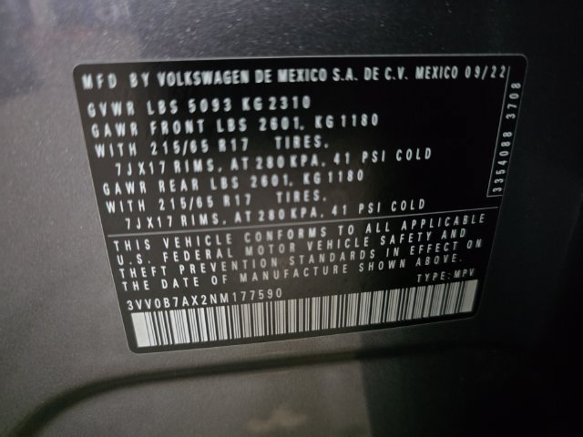 Certified 2022 Volkswagen Tiguan S AWD/4WD image 25
