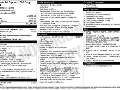 Used 2012 Chevrolet Express 1500 Work Van w/ Chrome Appearance Package