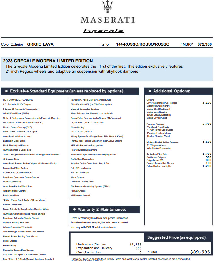 Certified 2023 Maserati Grecale Folgore AWD/4WD image 2
