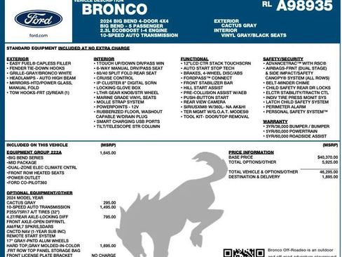 Used 2024 Ford Bronco Big Bend AWD/4WD image 2