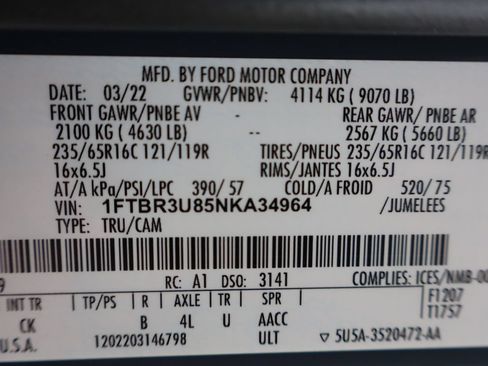 Used 2022 Ford Transit 250 148 High Roof Extended AWD w/ Parcel Delivery Package image 44