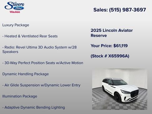 Used 2025 Lincoln Aviator Reserve w/ Equipment Group 201A AWD/4WD image 16