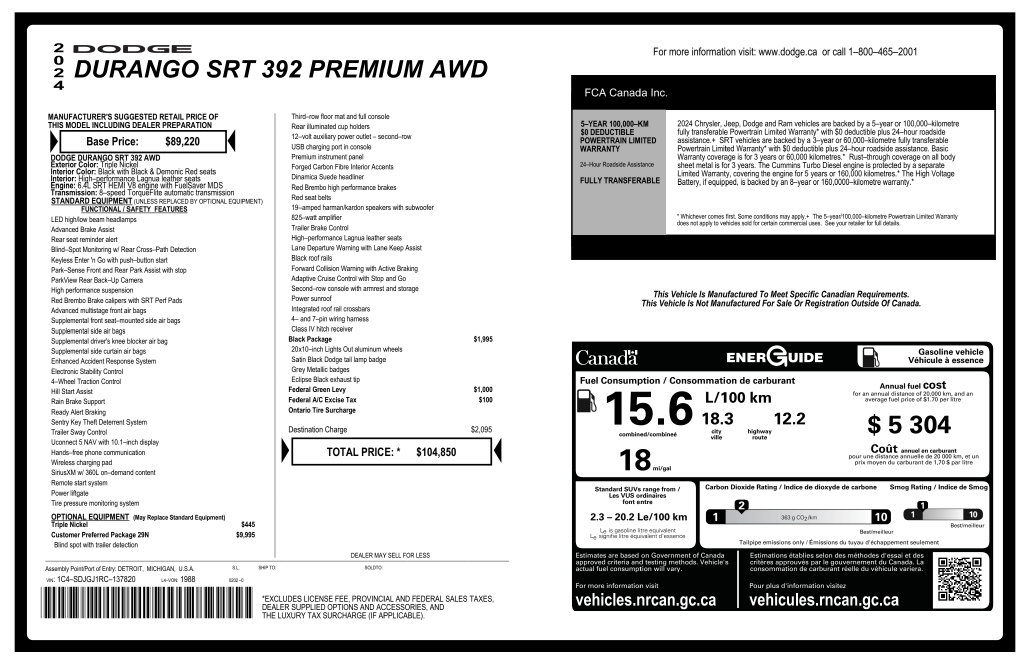Used 2024 Dodge Durango SRT AWD/4WD image 50