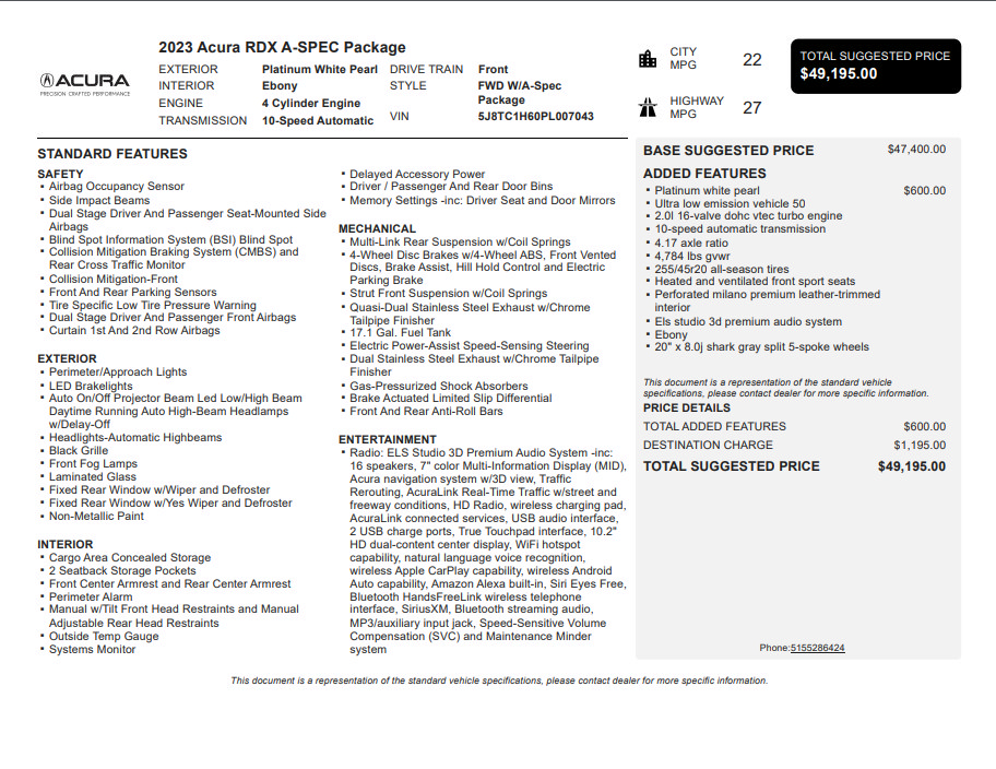 Used 2023 Acura RDX w/ Advance Package FWD image 3