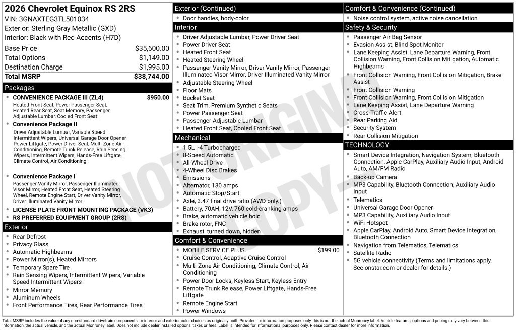 Used 2026 Chevrolet Equinox RS w/ Convenience Package III AWD/4WD image 35