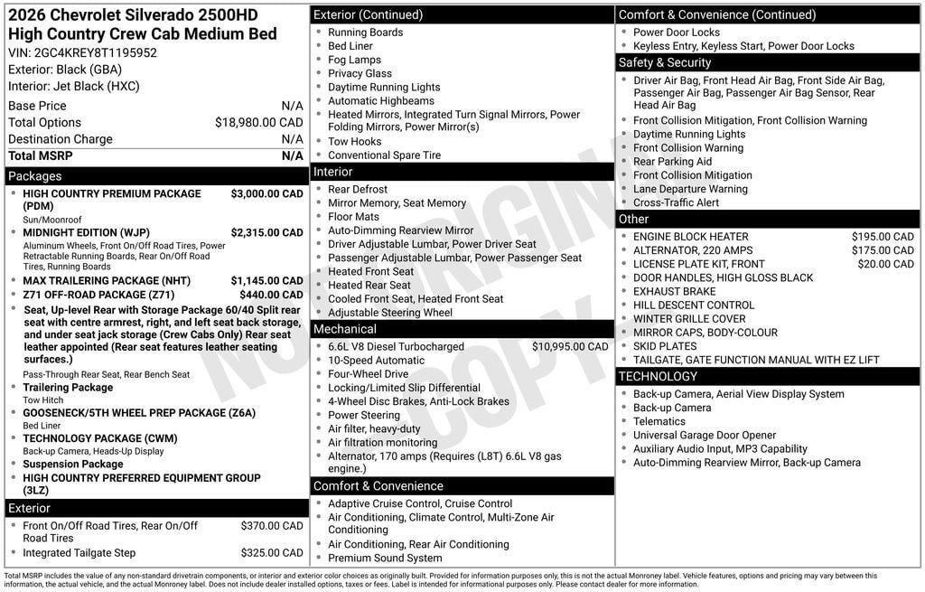 New 2026 Chevrolet Silverado 2500 High Country w/ High Country Premium Package AWD/4WD image 5