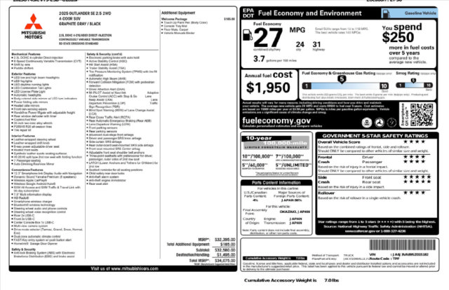 Used 2025 Mitsubishi Outlander SE FWD image 6
