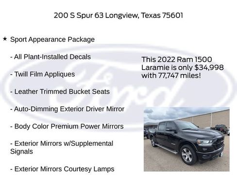 Used 2022 RAM 1500 Laramie w/ Sport Appearance Package RWD image 10
